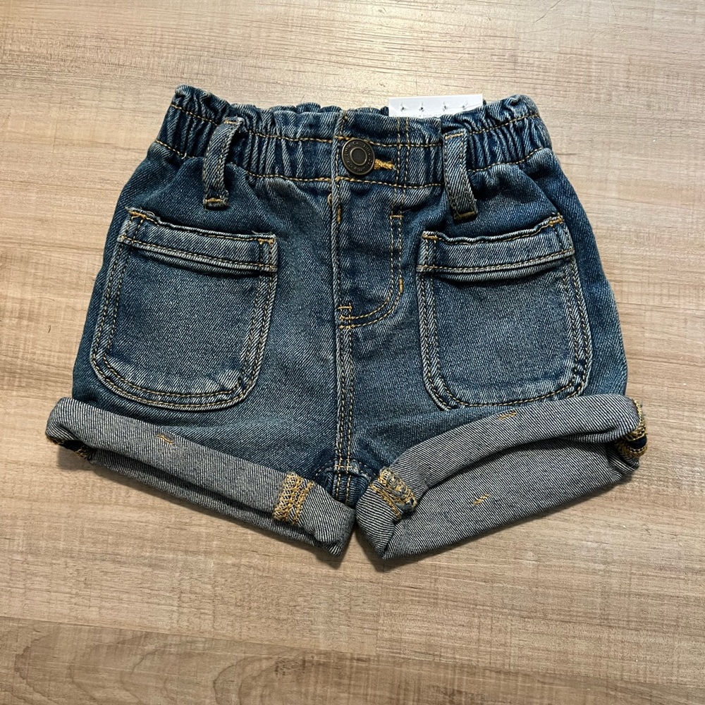 Little Co by Lauren Conrad Baby Girl Dark Wash Jean Shorts Size 6 Months NWT